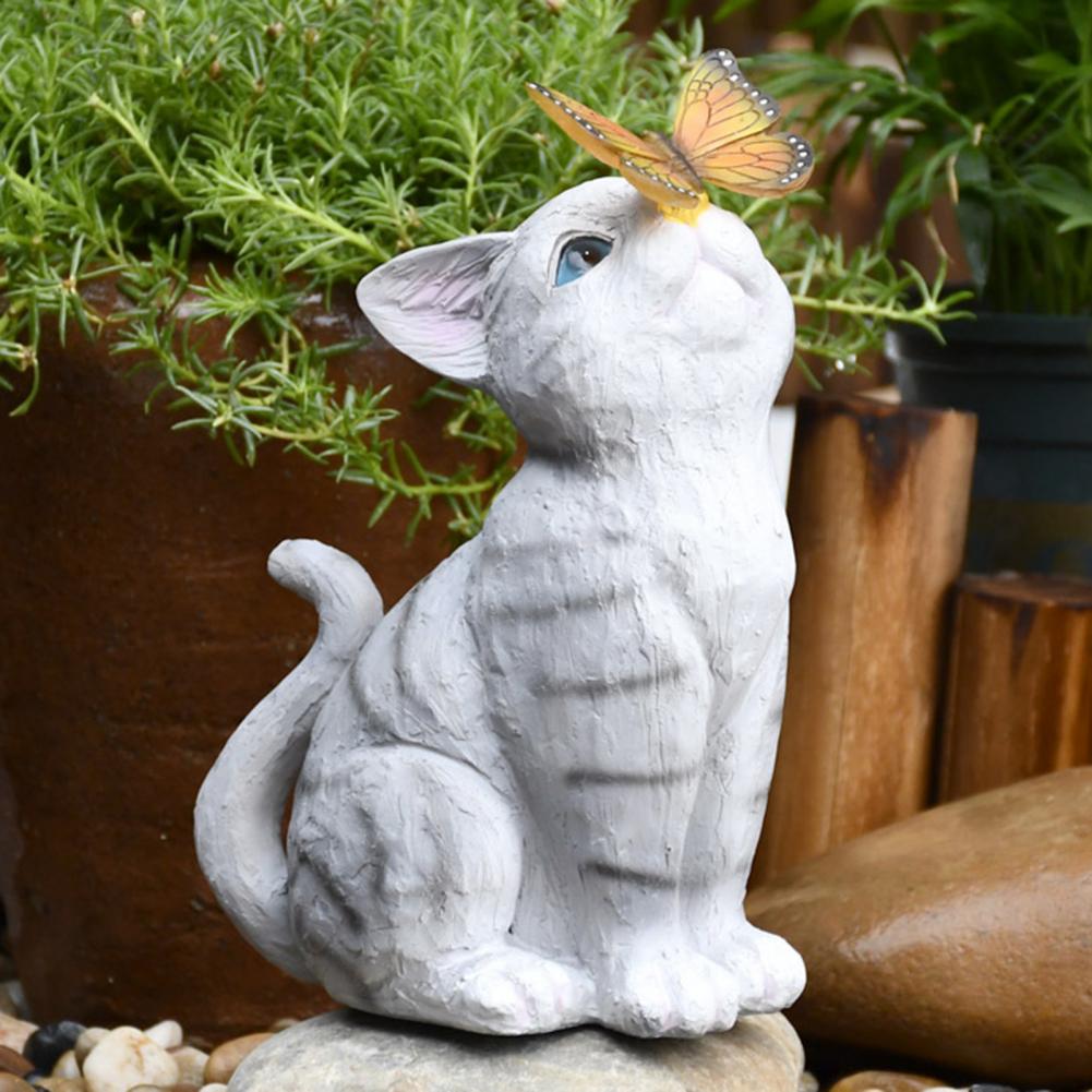 Solar LED Cat Statue Garden Light