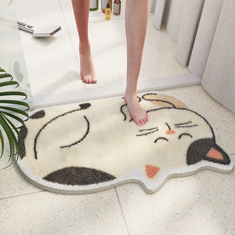 Plush Doormat Cat Shape Rug