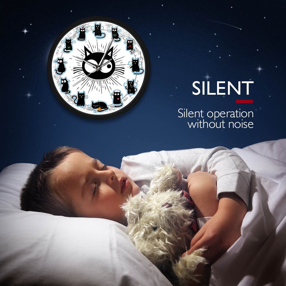 Black Kittens Art Wall Clock