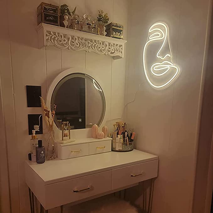 Neon Lights Mysterious Face