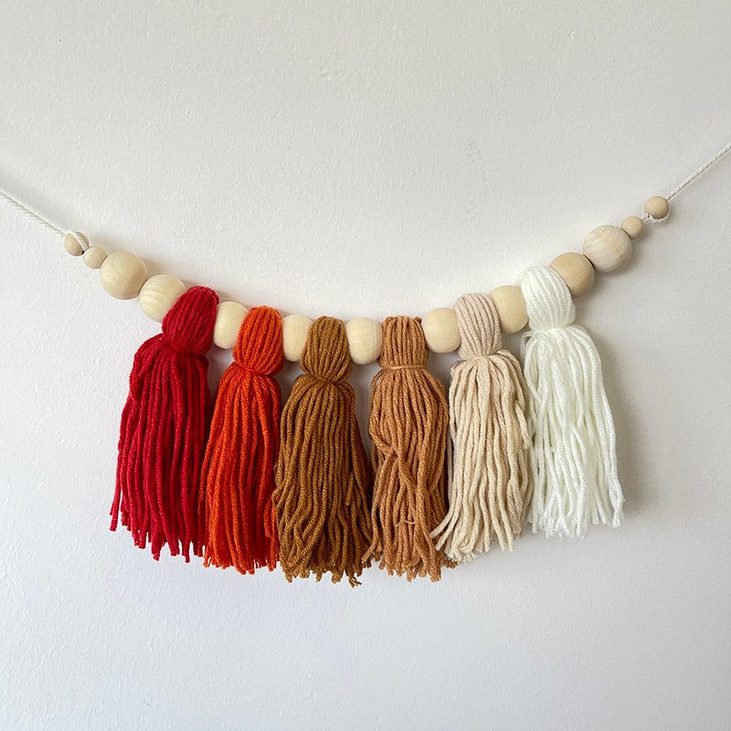 Boho Tassel Wooden Wall Hanging