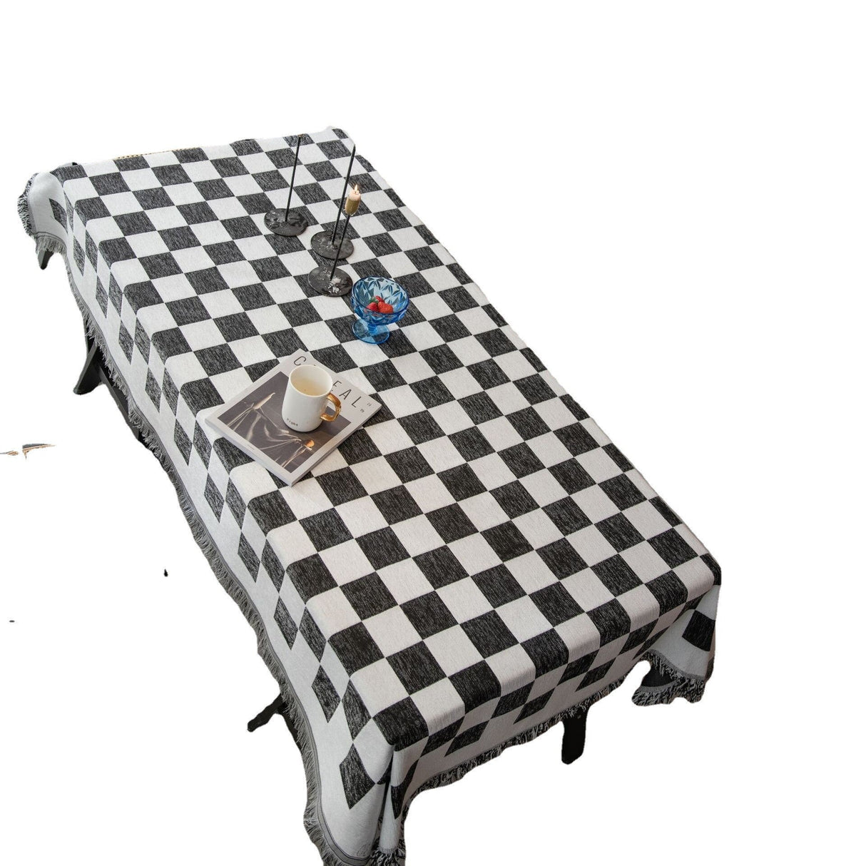 Indie Black And White Checkerboard Tablecloth