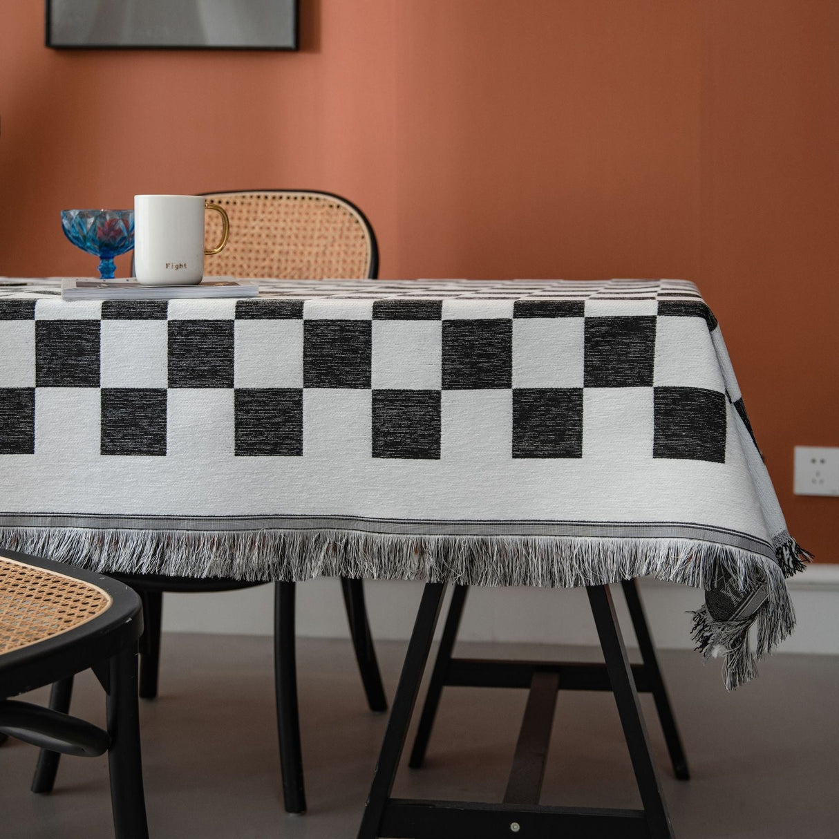 Indie Black And White Checkerboard Tablecloth