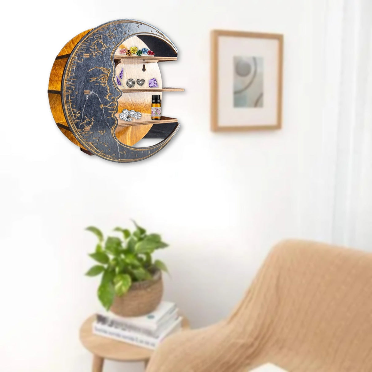 Witch Moon Face Wall Hanging Shelf