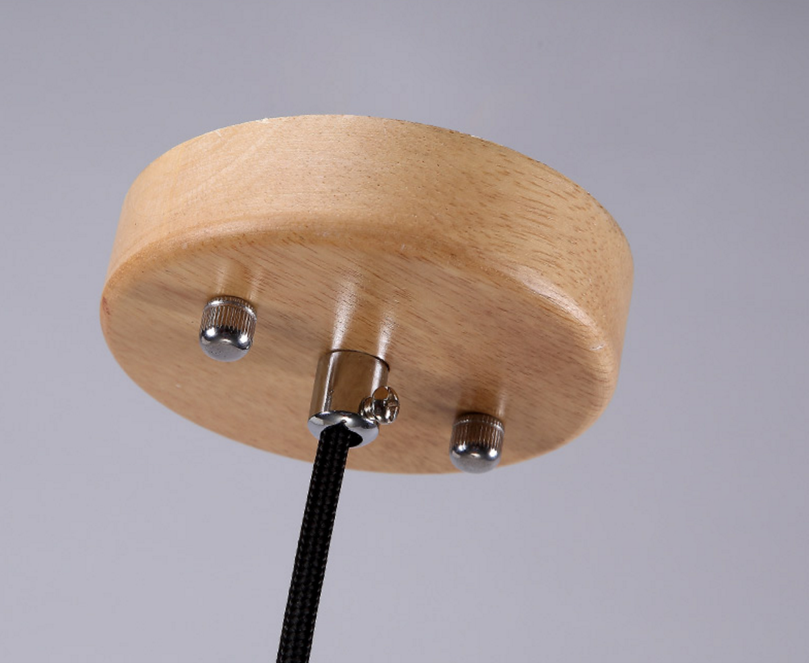 Sangkar Metal Cage Pendant Light With Wood Base