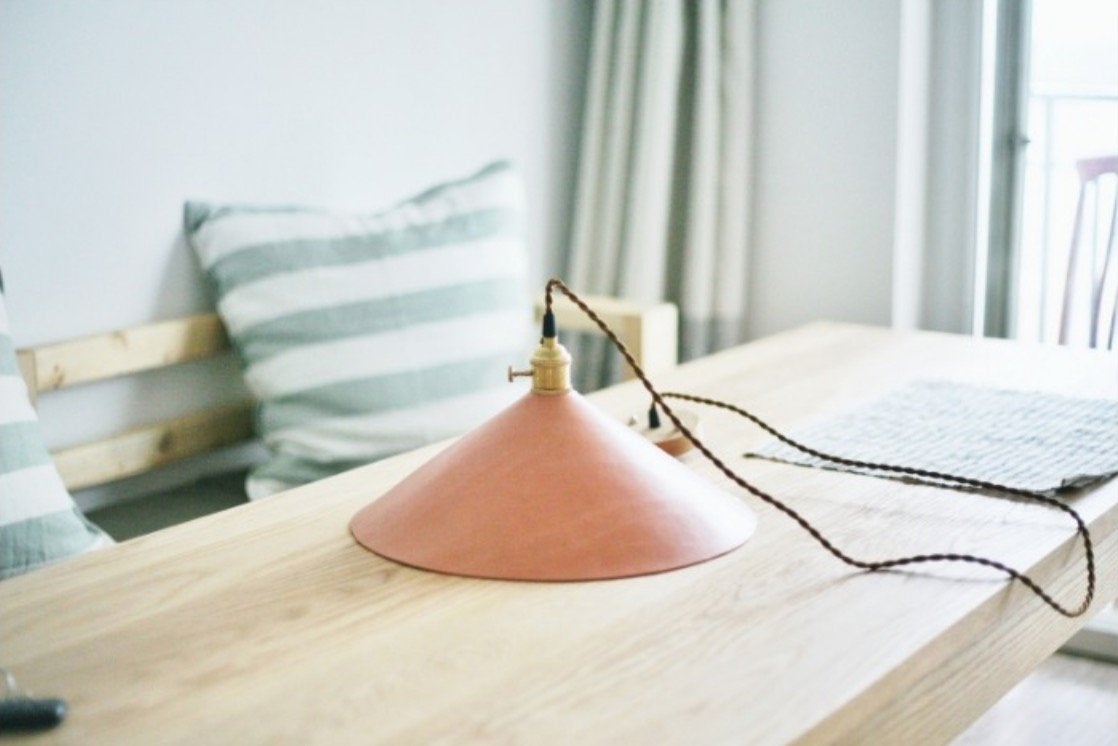 Baxter leather cone pendant light