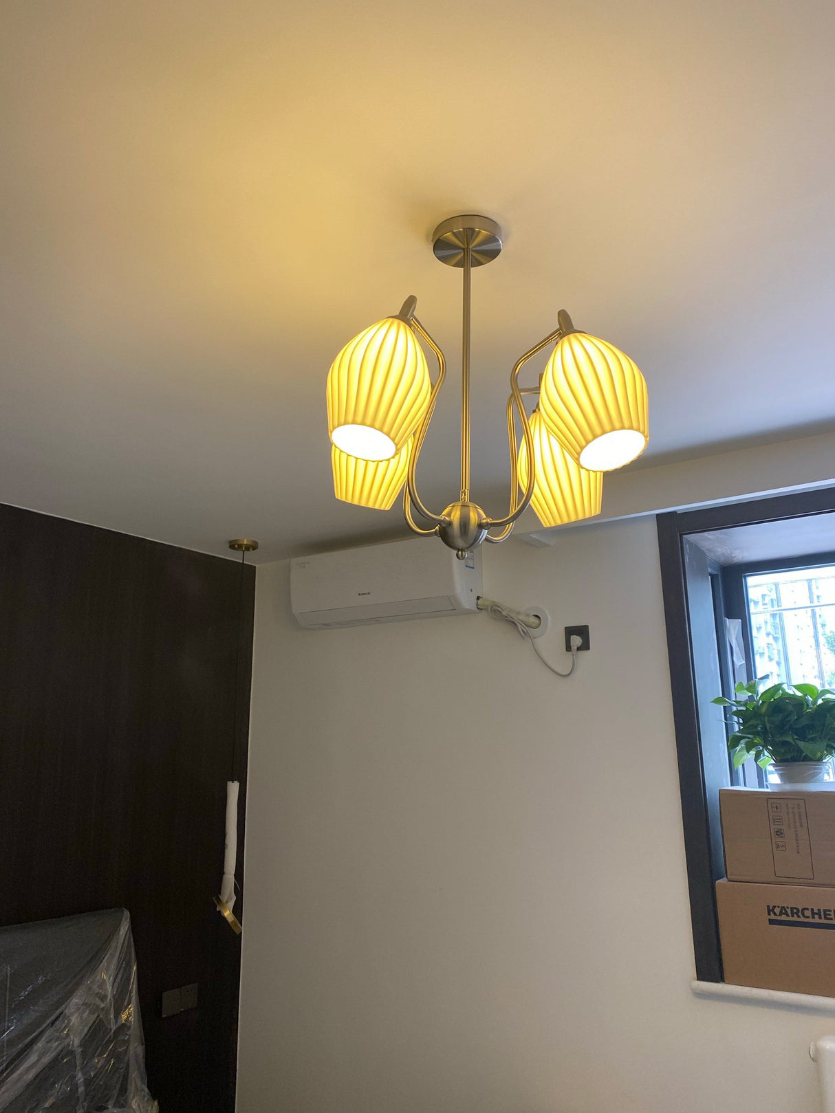 Ceramic Ribbed Chandelier