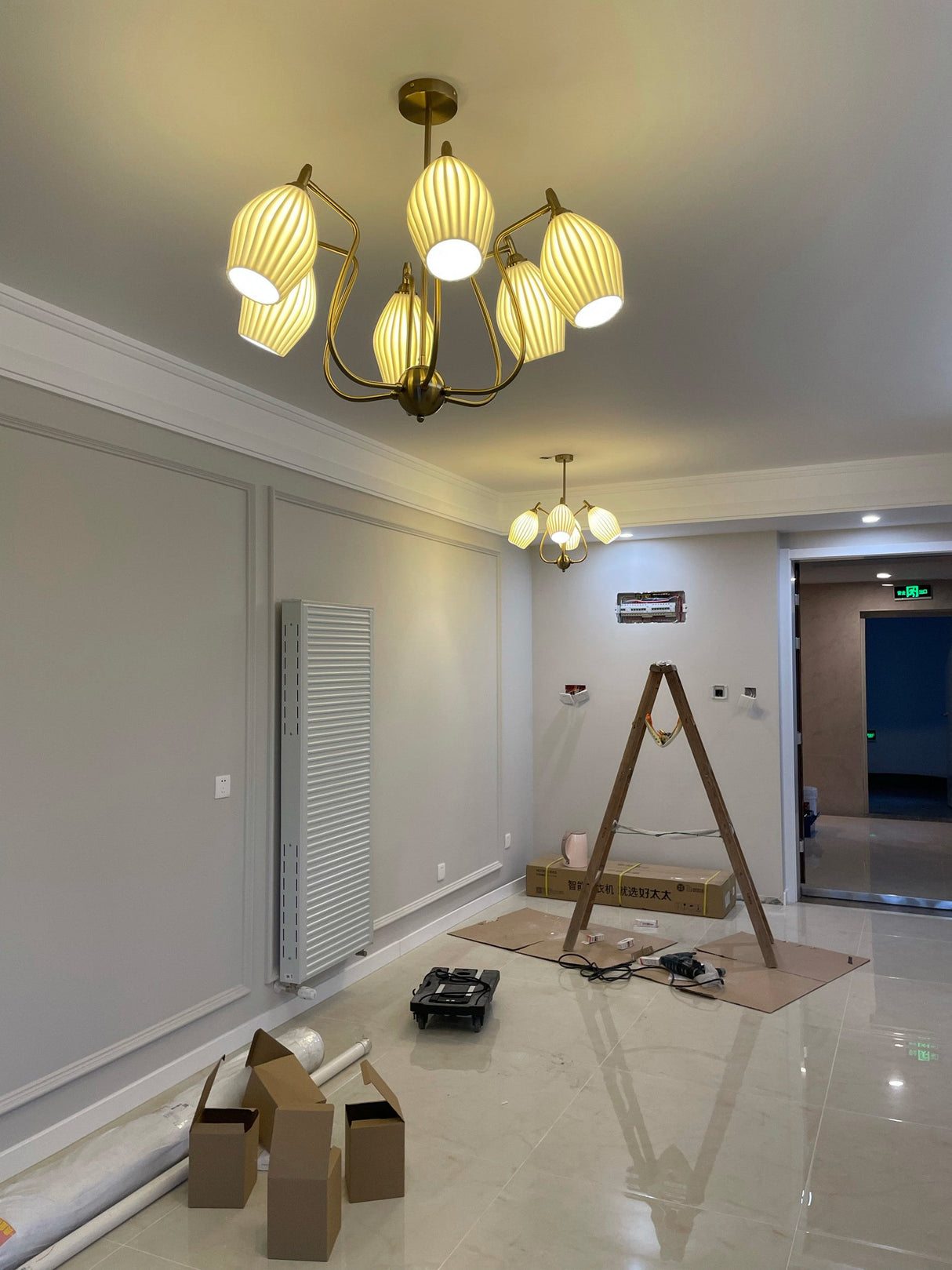 Ceramic Ribbed Chandelier