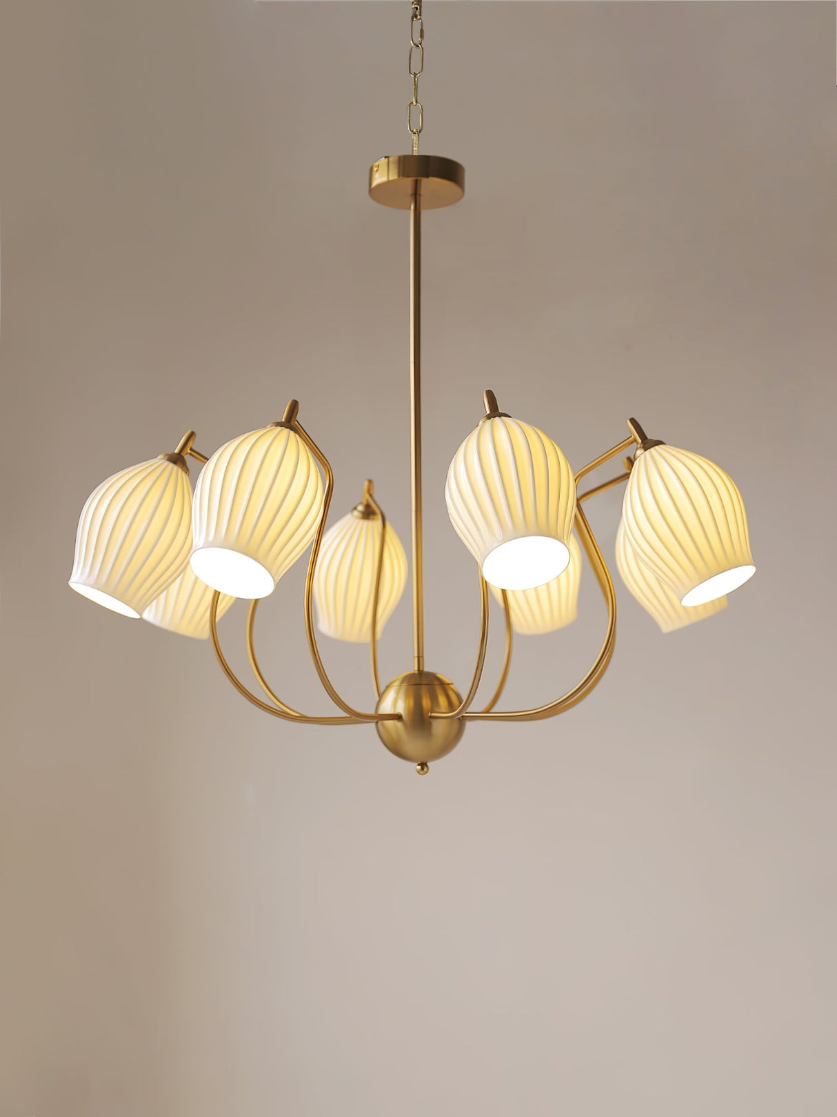 Ceramic Ribbed Chandelier