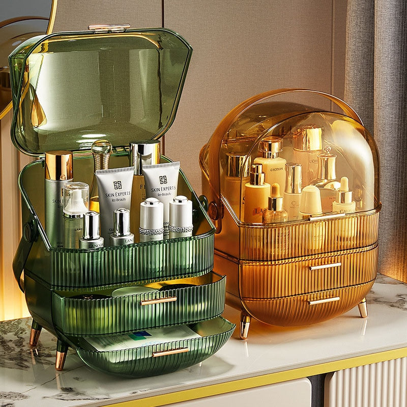 Aesthetic Transparent Desktop Makeup Organizer