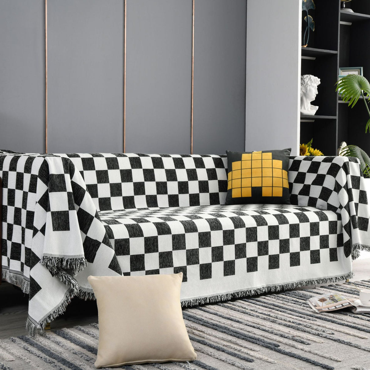Indie Black And White Checkerboard Tablecloth
