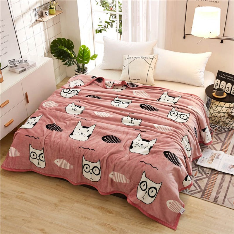 Cat N Fish Pink Blanket