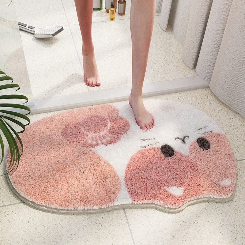 Plush Doormat Cat Shape Rug