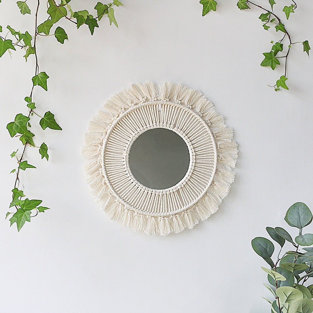 Boho Wall Hanging Round Mirror