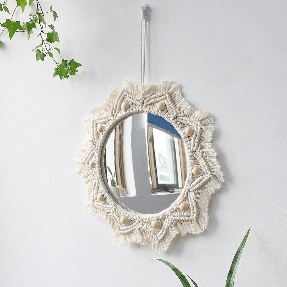 Boho Wall Hanging Round Mirror