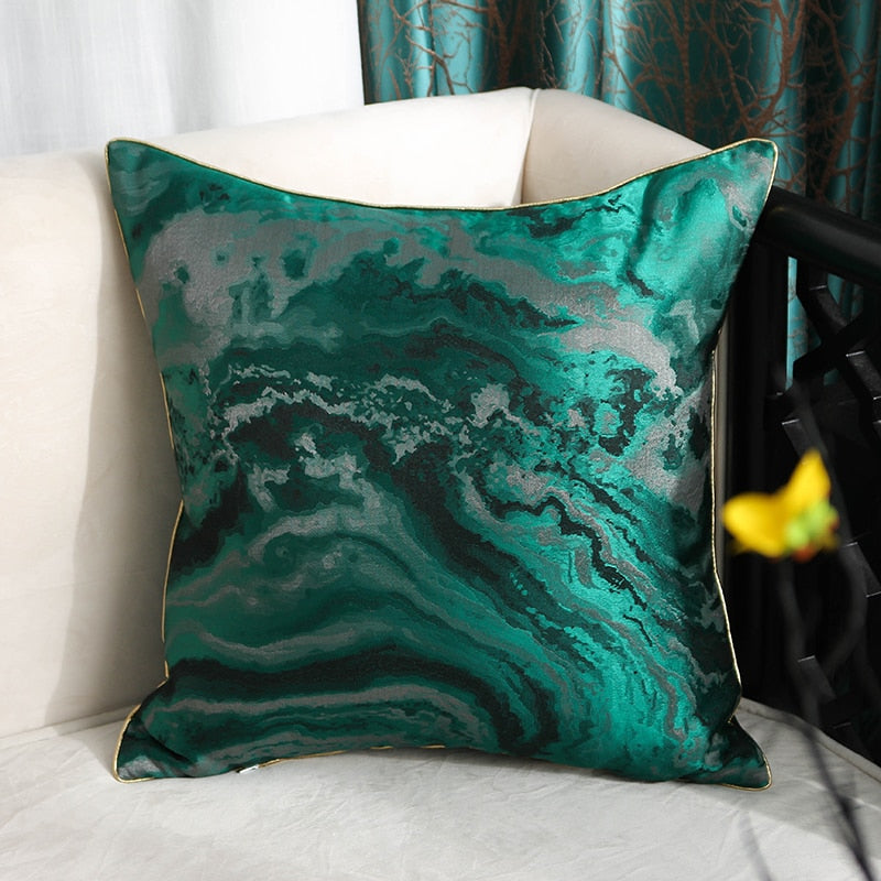The Malachite Jacquard Pillow Cover