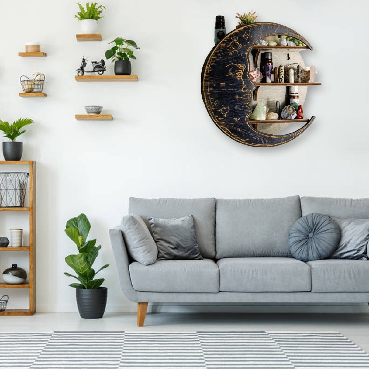 Witch Moon Face Wall Hanging Shelf