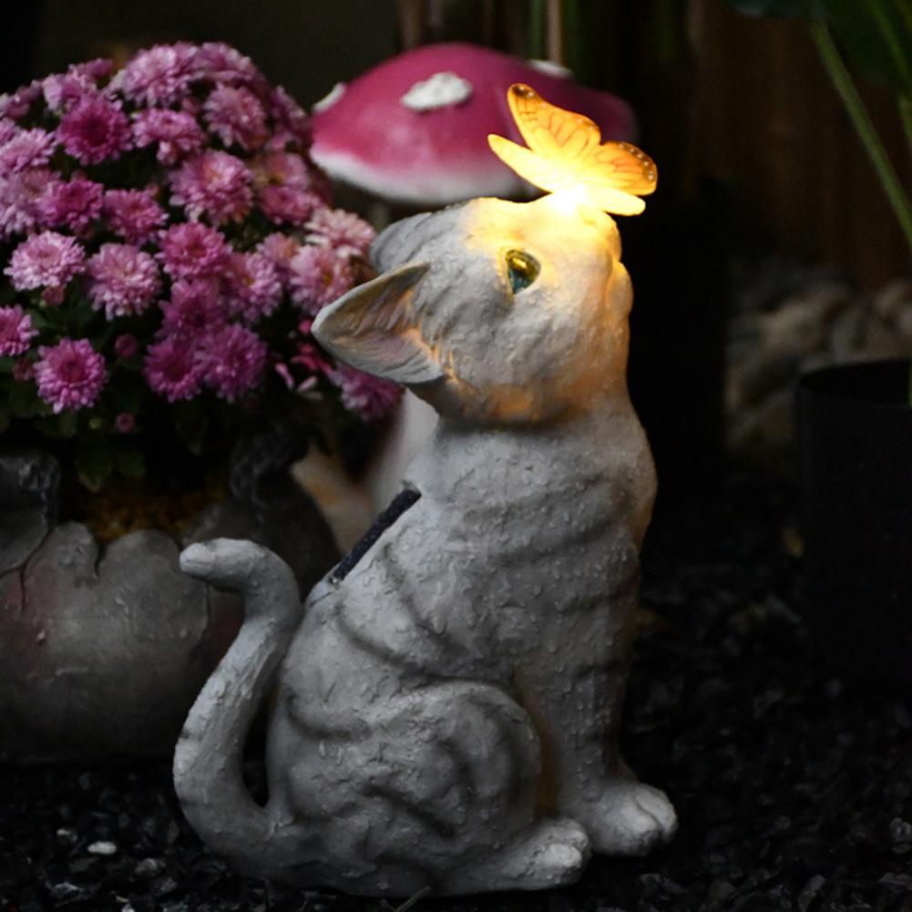 Solar LED Cat Statue Garden Light