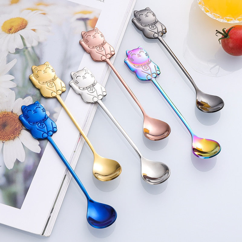 Cartoon Lucky Cat Tea Spoon