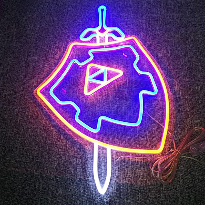 Neon Lights Shield and Sword