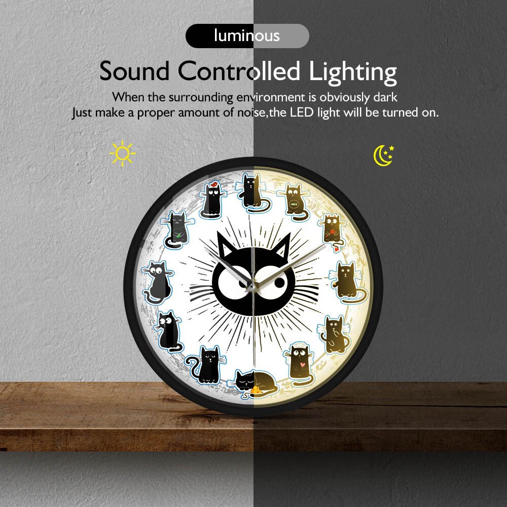 Black Kittens Art Wall Clock