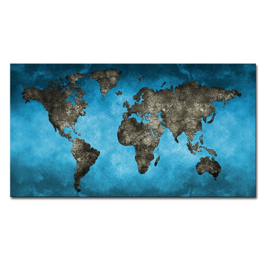 World Map Canvas Dark Academia