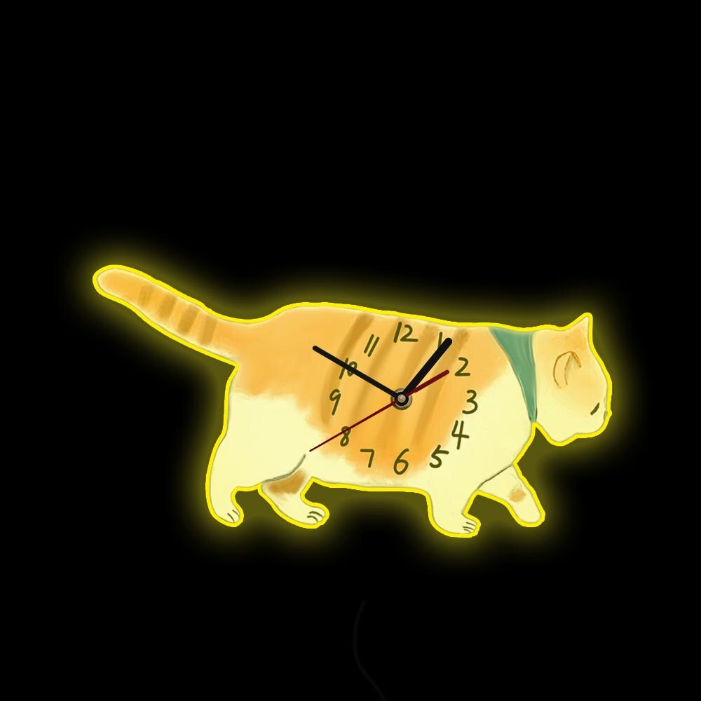 Cartoon Cat Wall Clock Decor