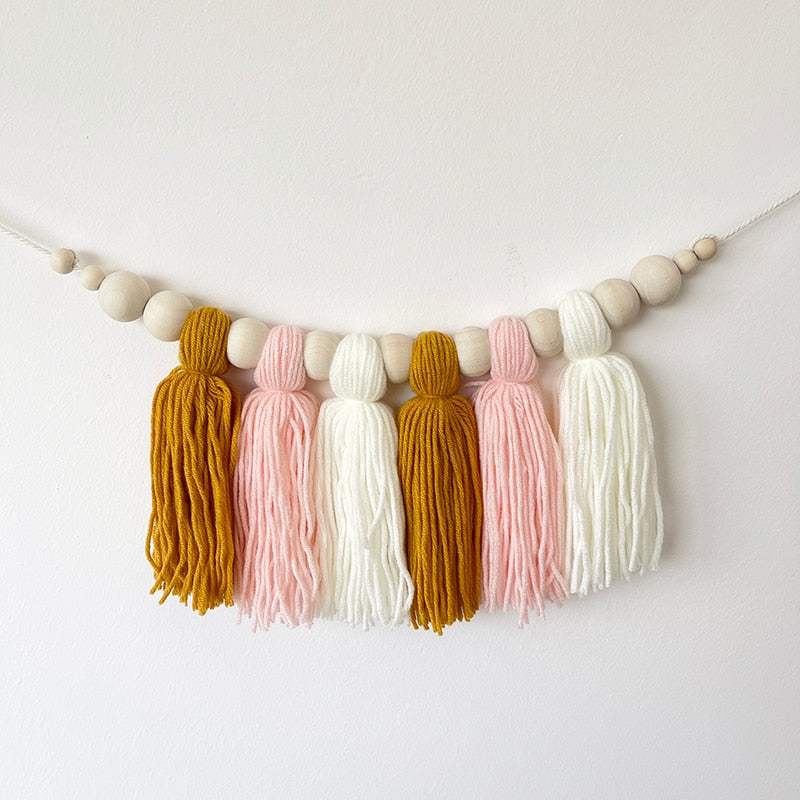 Boho Tassel Wooden Wall Hanging