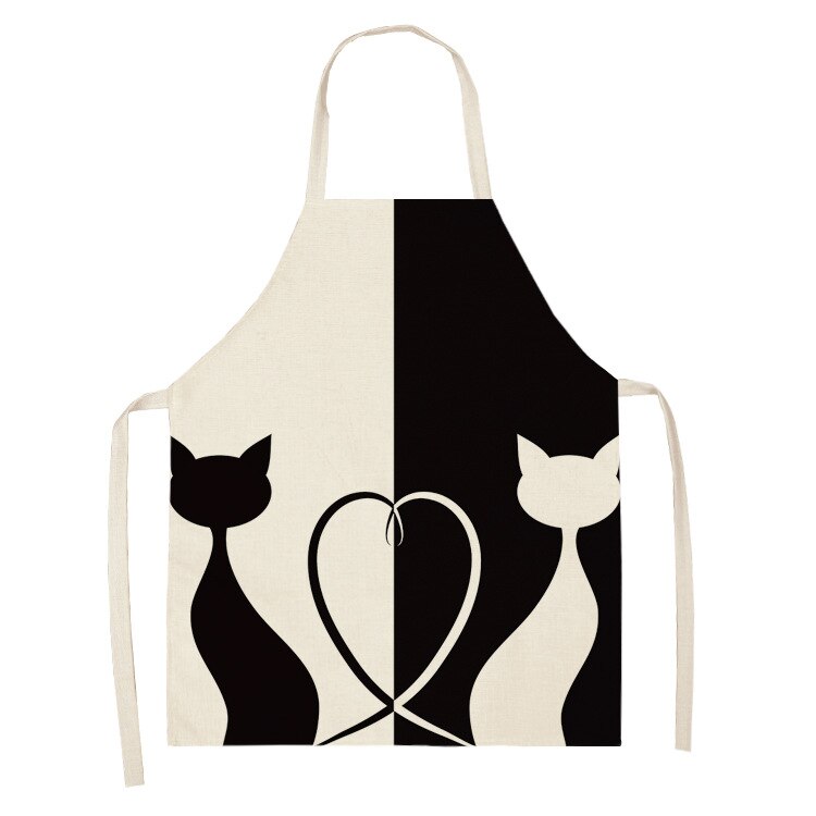 Cute Cat Cartoon Linen Apron