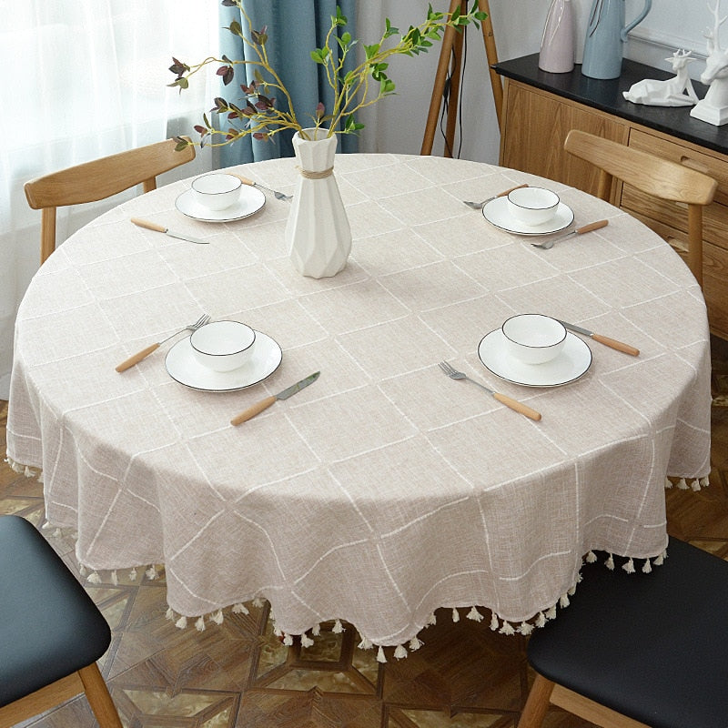 Aesthetic Round Linen Tablecloth