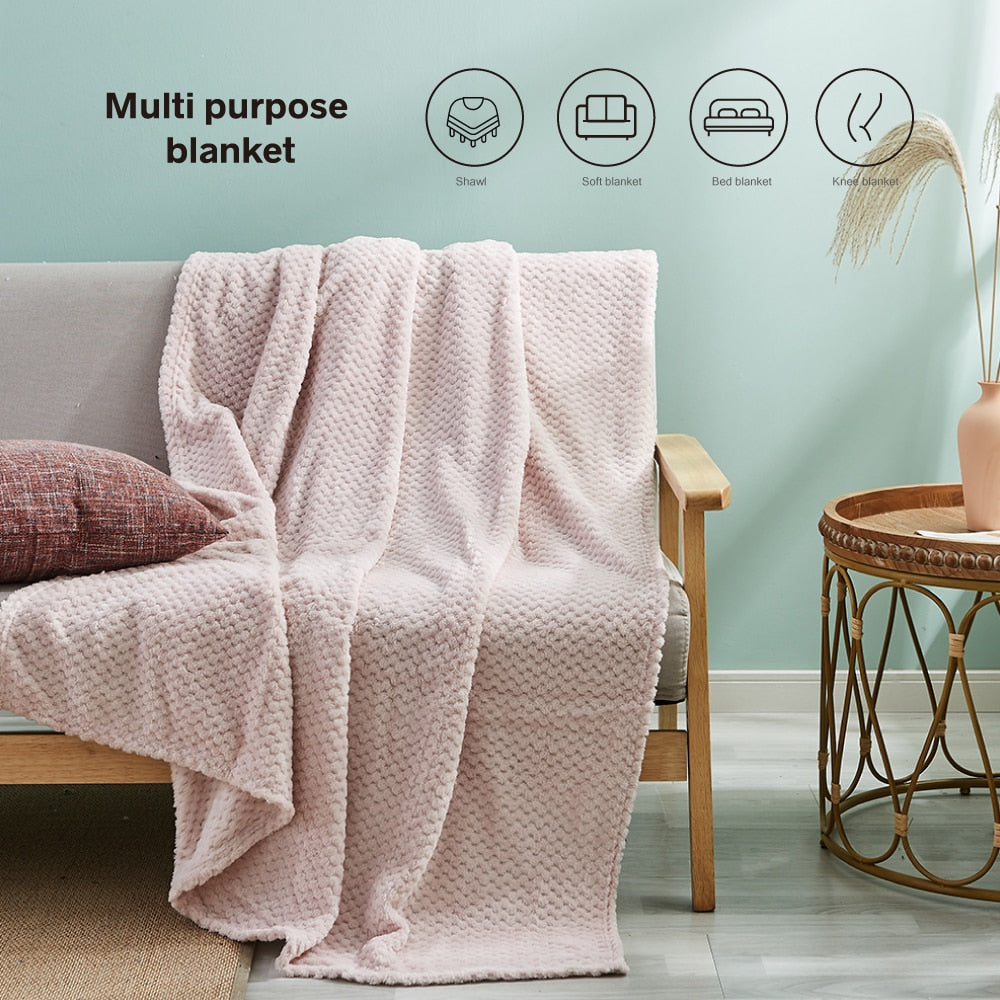 Simple&Opulence 100% microfiber Flannel Fleece Velvet Plush Throw Blanket Lightweight Warm Fluffy Cozy Fuzzy Soft Blankets