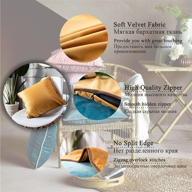 Solid Home Decor Sofa Cushion Cover For Chair Living Room Soft Velvet Pink Grey Yellow Throw Pillow Cover 45X45cm Pillowcases