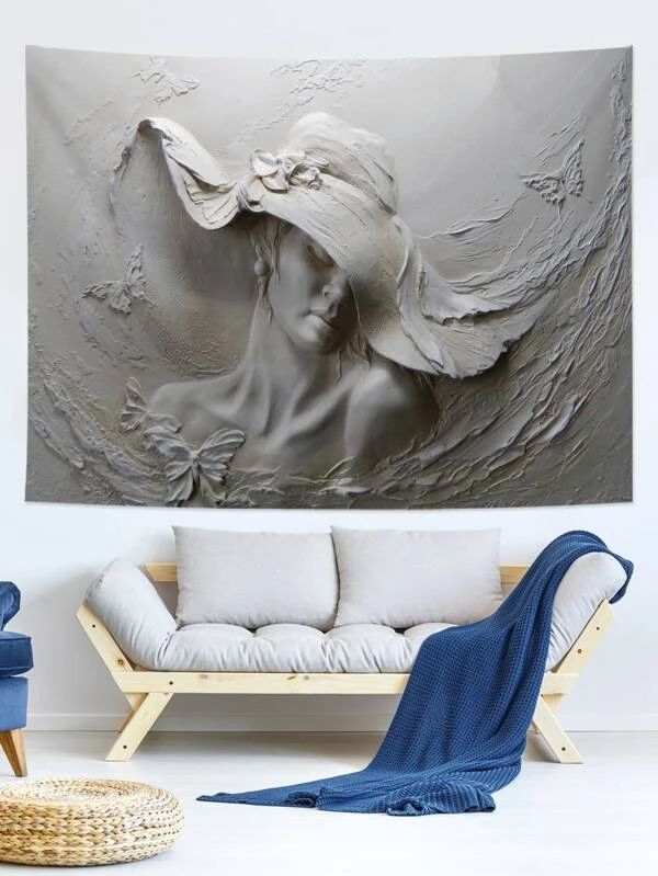 Statue Figure Graphic Tapestry