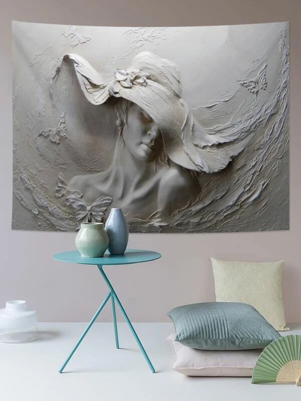 Statue Figure Graphic Tapestry