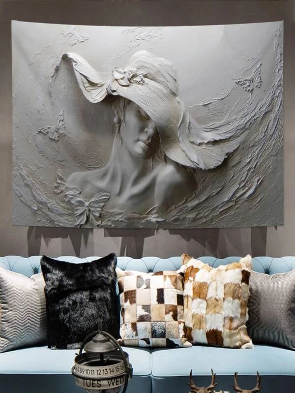 Statue Figure Graphic Tapestry