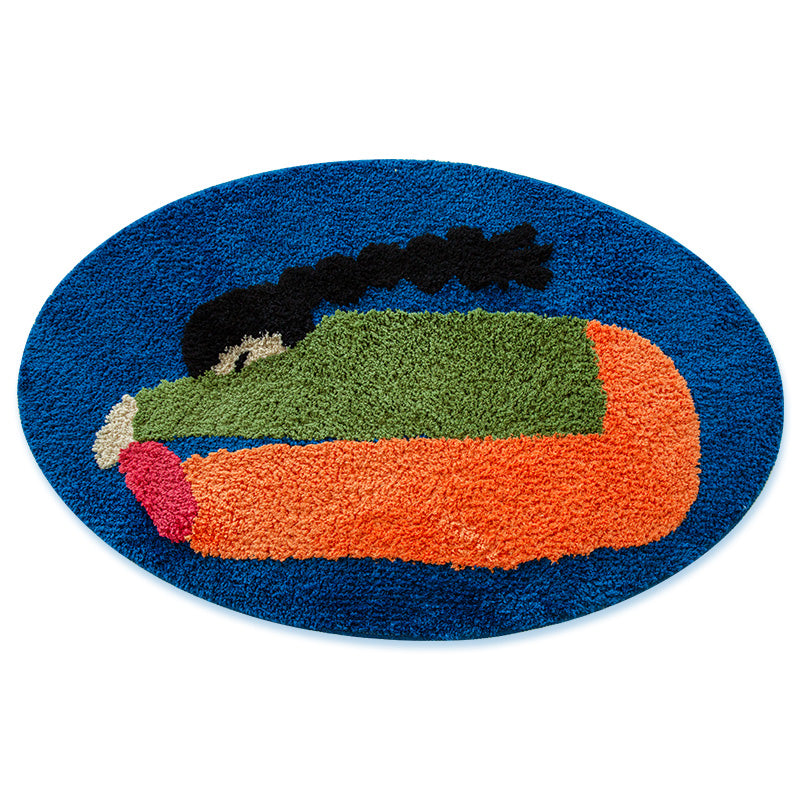 Stretching Girl blue Bath Mat