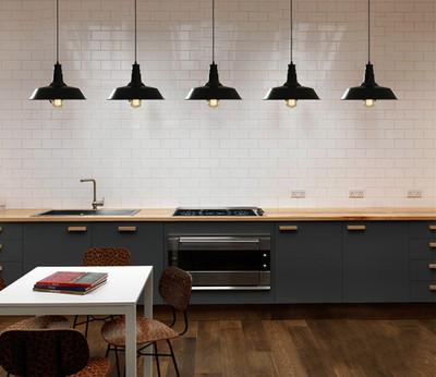Retro Industrial Pendant Light In Black