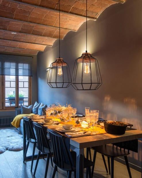 Sangkar Metal Cage Pendant Light With Wood Base