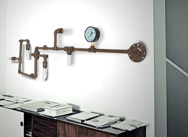 Steampunk Iron Pipe Wall Light