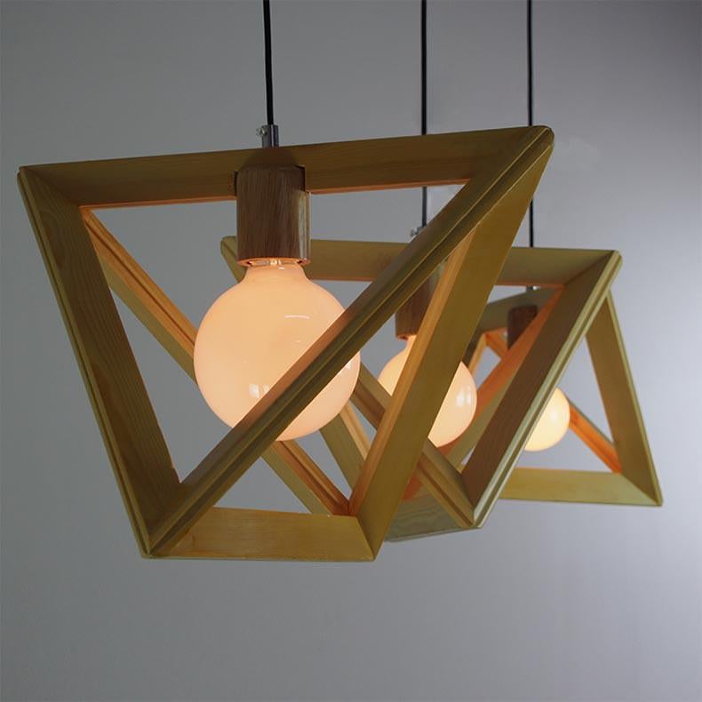 Wooden triangle pendant light