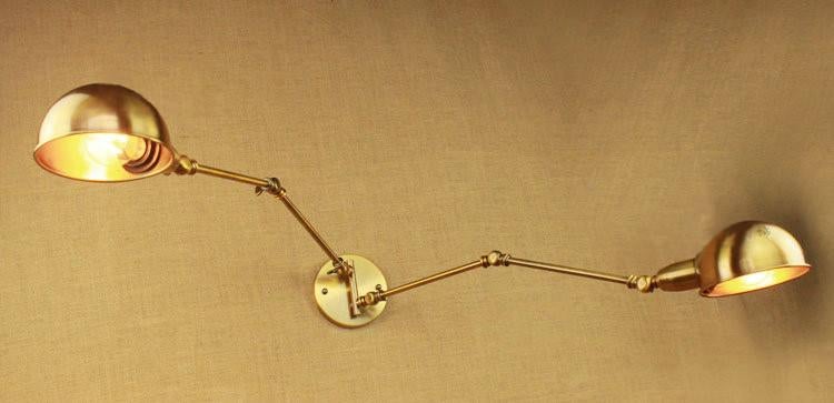 Brass Double Head Shade Industrial Wall Light