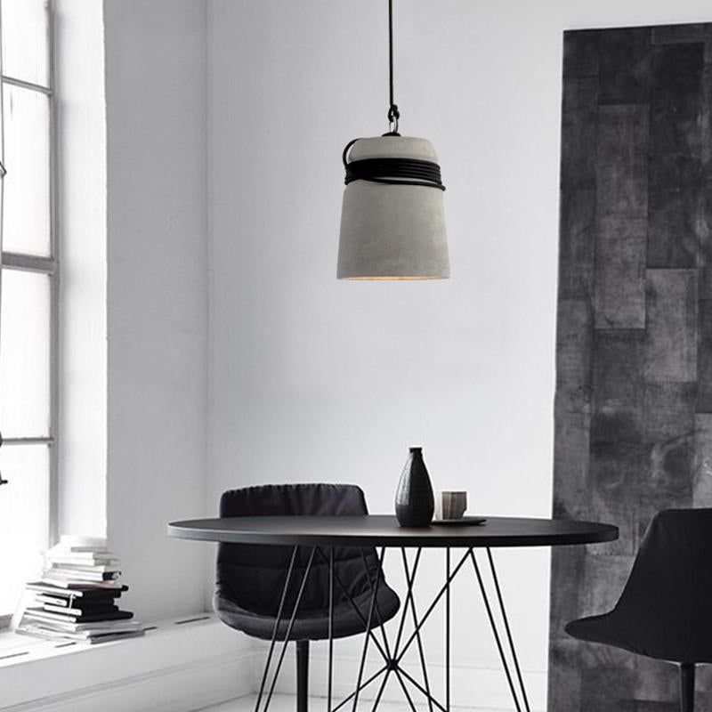 Concrete Cord wrapped Monolith Minimalist Pendant Light