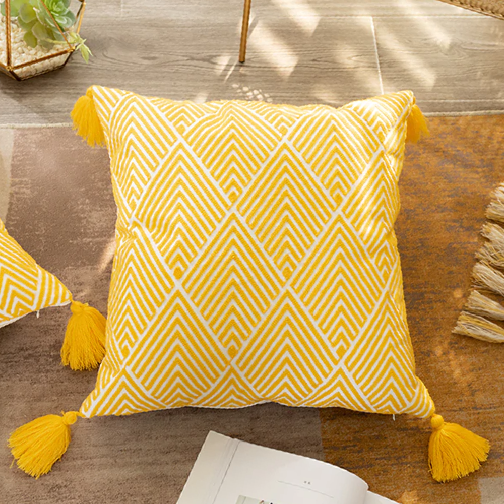 Arlington I Geometric Tassel Pillow Cover