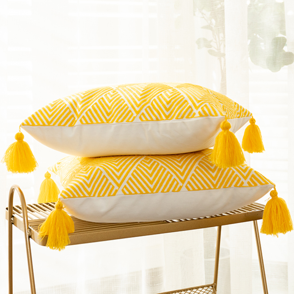 Arlington I Geometric Tassel Pillow Cover