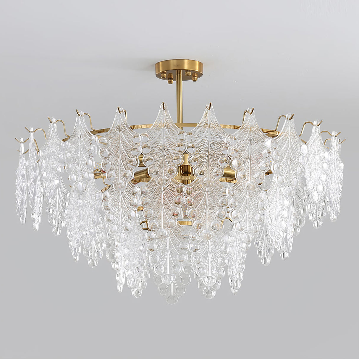 Tiered Carved Glass Chandelier