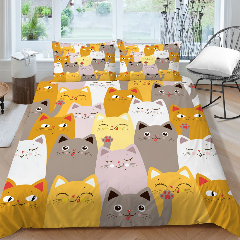 3D Digital Cat Beddings Set
