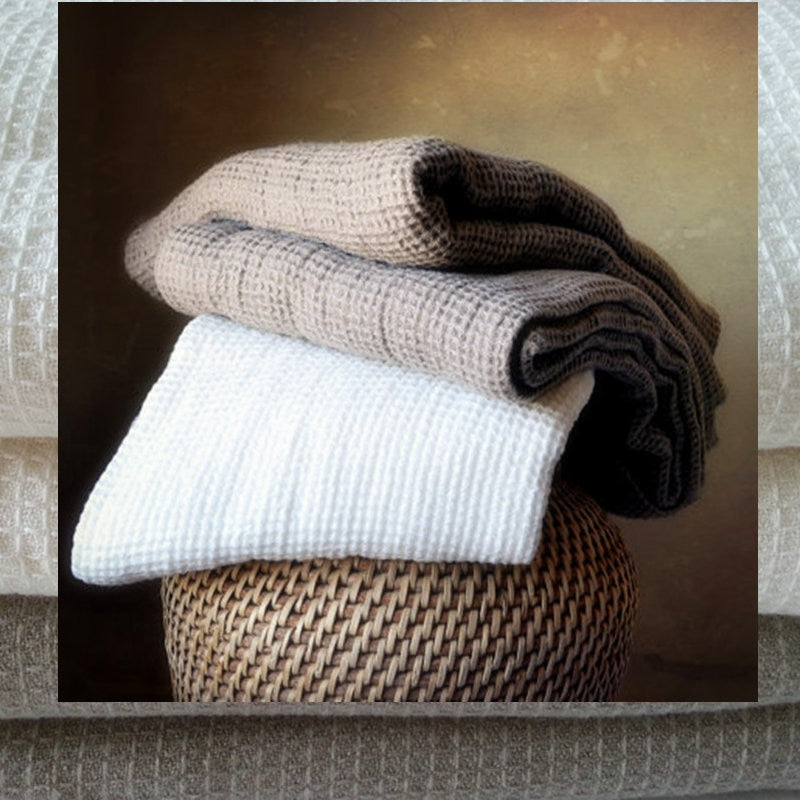 Honeycomb and Herringbone Jacquard French Linen Blanket Throws