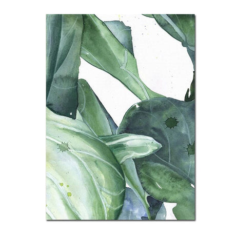Watercolor Green Leaves Poster Home Decor Abstract Minimalist Painting Canvas Prints Wall Art Canvas Painting Unframed