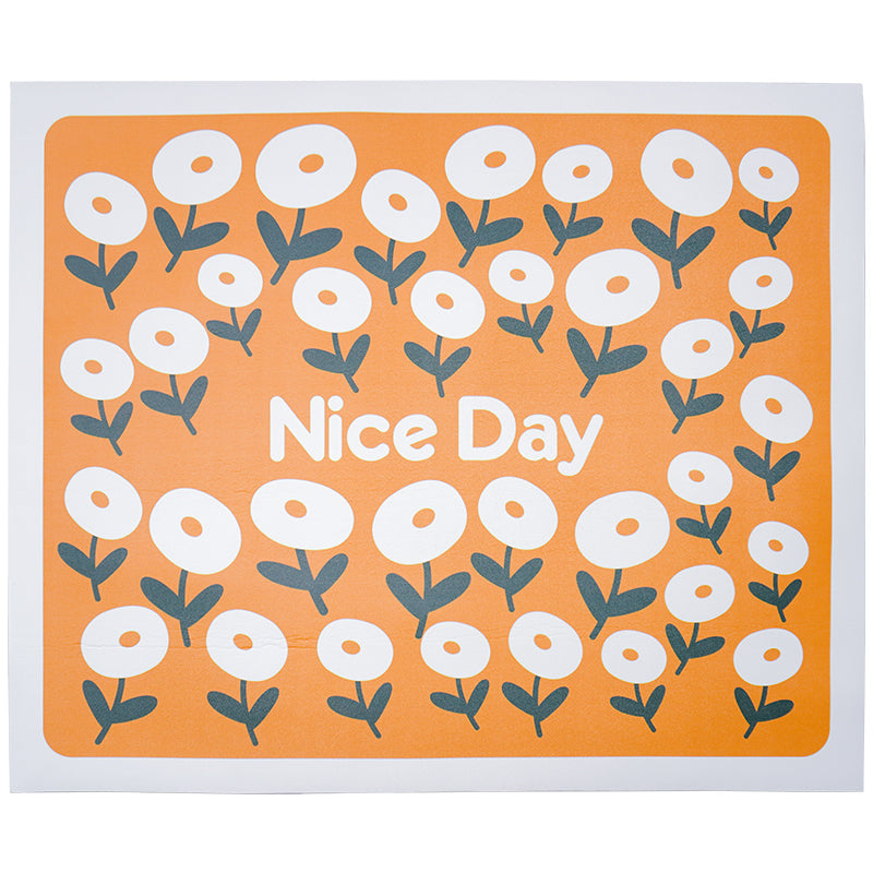 White Flower and Yellow Ground Kitchen Mat