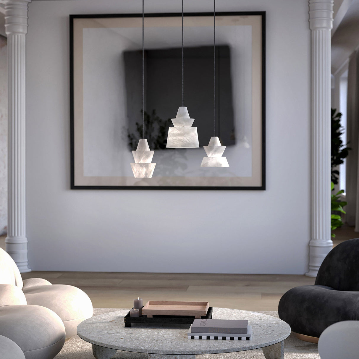 White Alabaster Pendant Light